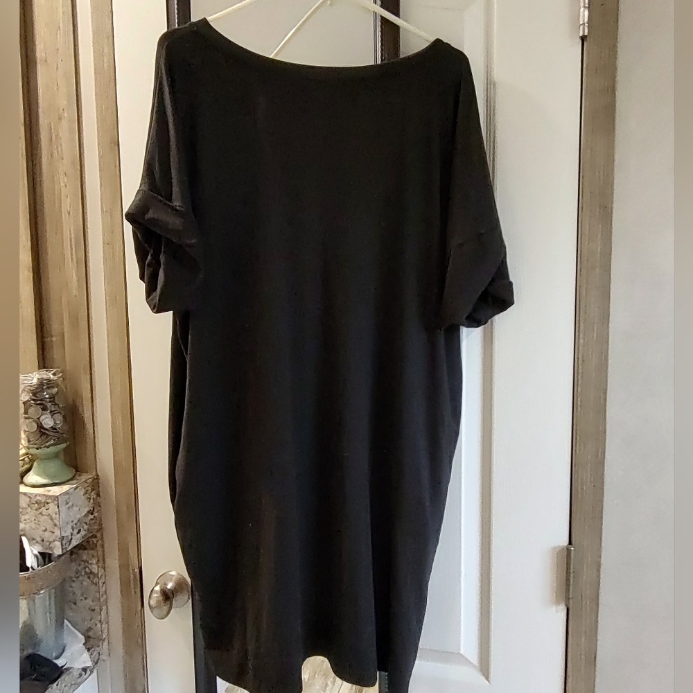A Zenana Black Dress/Tunic that can be worn with or without leggings.